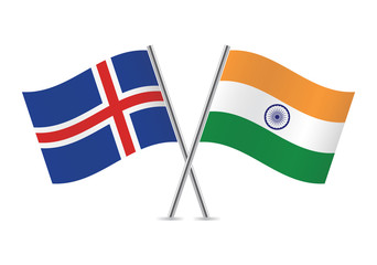 Icelandic and Indian flags. Vector illustration.