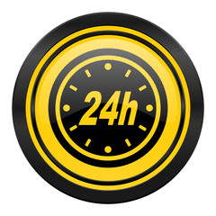 24h icon, yellow logo,