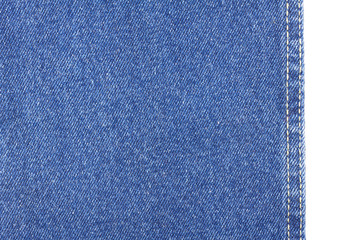 Texture of blue jeans fabric isolated on white