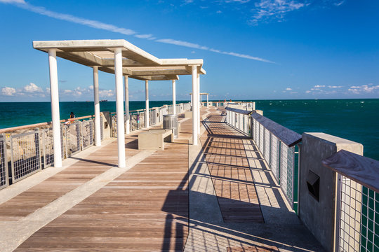Fishing pier at South Pointe Park in Miami Beach, Florida.