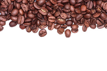 Coffee Beans isolated on white.  frame