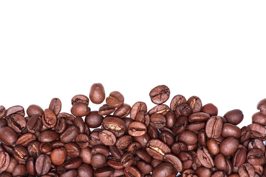 Coffee Beans isolated on white.  frame