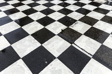 black and white pattern od squares at the street