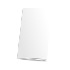 Blank trifold paper brochure. on white background with soft