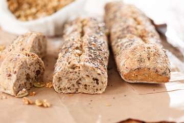 bread on wood background