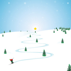 Fototapeta na wymiar Christmas ski