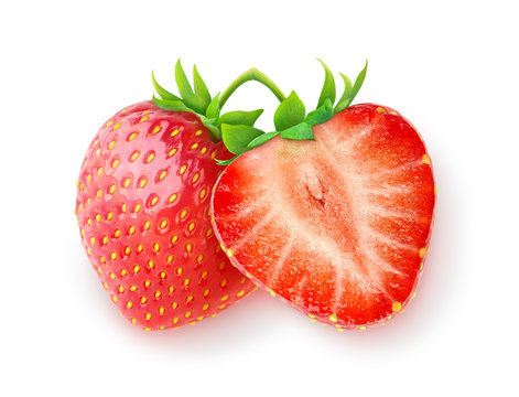 Two strawberries isolated on white