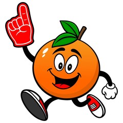 Orange Running with Foam Finger