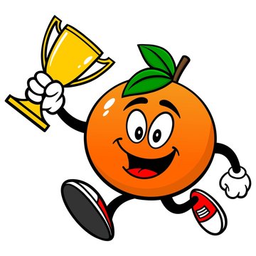 Orange Running with Trophy