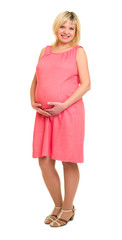 pregnant woman on white