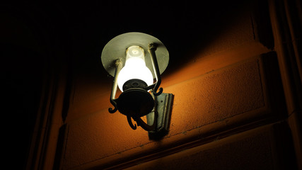Wall lamp at night