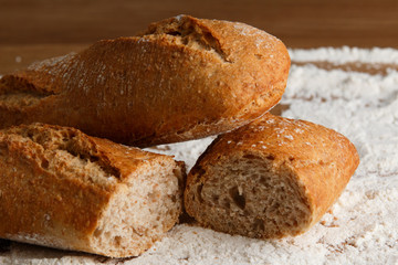 Bread on black background