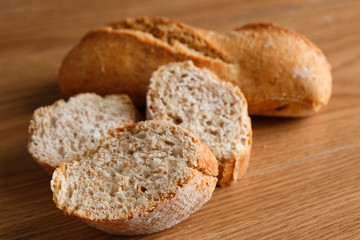 Bread on black background