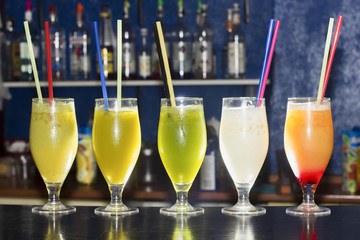 Alcoholic Cocktail Drinks On A Bar