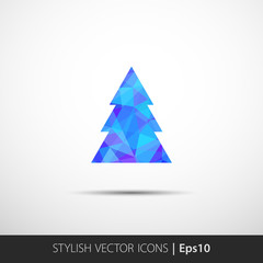 polygon christmas tree icon