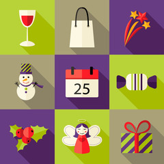 9 Christmas Flat Icons Set 5