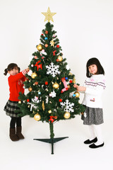 예쁘고 어린 소녀들의 겨울