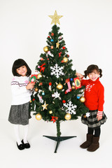 예쁘고 어린 소녀들의 겨울