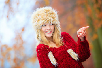 woman in winter clothing fur cap