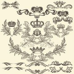 Collection of vector frames with crowns and  coat of arms - 74968488