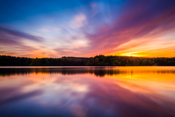 Long exposure at sunset at Long Arm Reservoir, Pennsylvania. - Powered by Adobe
