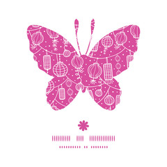 Vector holiday lanterns line art butterfly silhouette pattern