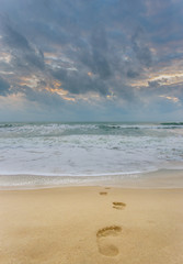 Footprints on the beach