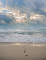 Footprints on the beach