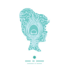 Vector soft peacock feathers girl portrait silhouette pattern