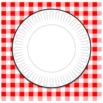 Plate With Red Picnic Tablecloth