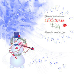 Christmas invitation with snowman