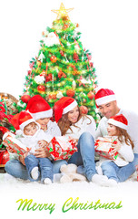 Happy family in Christmas eve