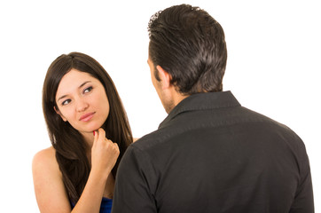 young beautiful girl pursued by handsome man