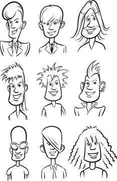 whiteboard drawing - Rock stars cartoon faces