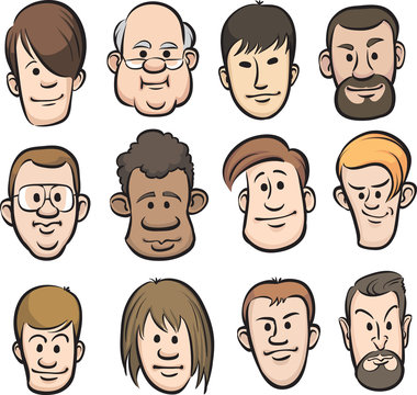 men faces cartoon heads