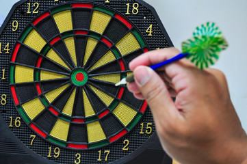 darts arrows in the target center, Darts game