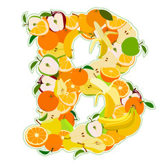 Letter - B made of fruits. Vector illustration