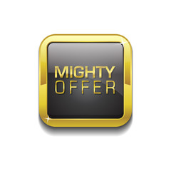 Mighty Offer Gold Vector Icon Button