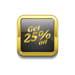 Get 25 Percent Gold Vector Icon Button