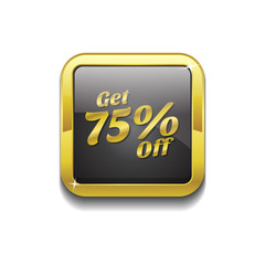 Get 75 Percent Gold Vector Icon Button