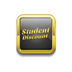 Student Discount Gold Vector Icon Button