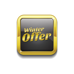 Winter Offer Gold Vector Icon Button