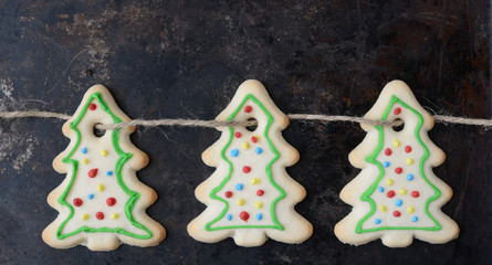 Holiday Cookies On Rustic Metal Background for the Holidays