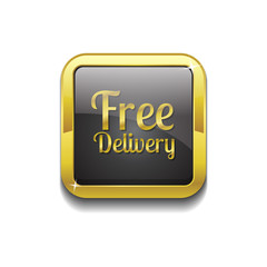 Free Delivery Gold Vector Icon Button