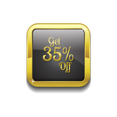 Get 35 percent Gold Vector Icon Button
