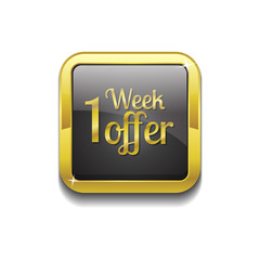 1 Week Offer Gold Vector Icon Button