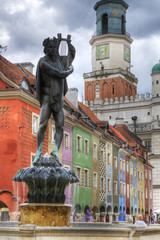Fototapeta na wymiar Sculpture of Apollo on the Old Market Square in Poznan, Poland 