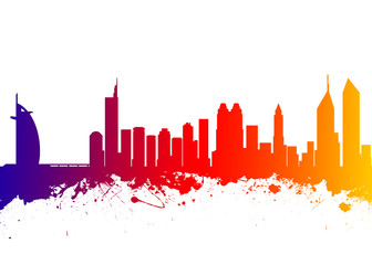 Obraz premium Dubai City Skyline Silhouette