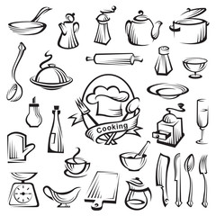 kitchen tools and cooking design elements
