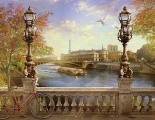 Zelfklevend Fotobehang the Seine, Notre Dame de Paris, © xbujhm